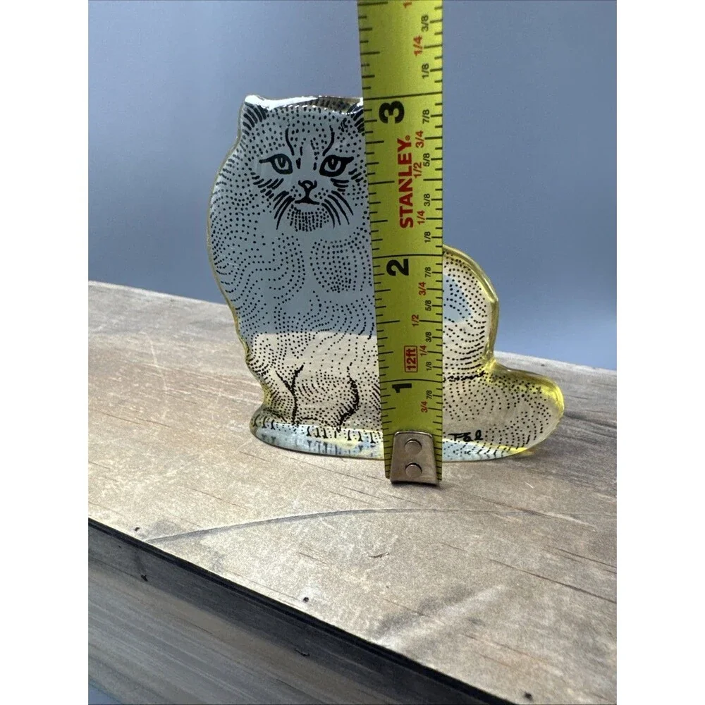 Vintage 1960's Abraham Palatnik Lucite Transparent Seated Cat Op-Art Figurine 3